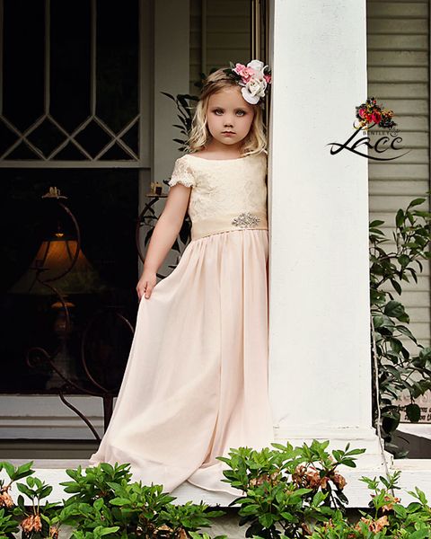 

new fashion lace chiffon custom cute little flower girl dress floor length a line bows kids prom birthday dress 13, White;blue