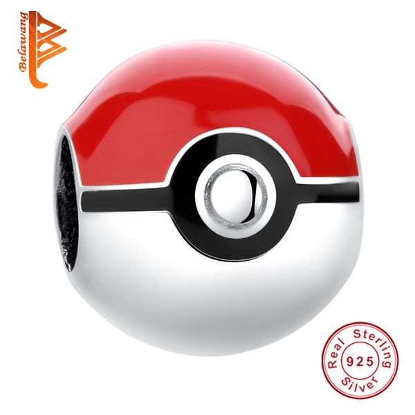 

BELAWANG стерлингового серебра 925 Pokeball Красный эмаль бисер Шарм Fit оригинальный Pandora Ш