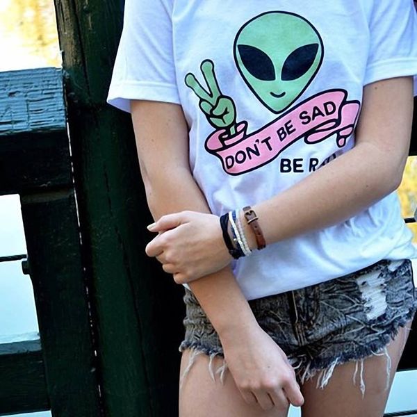 

wholesale-2015 summer casual aliens tees students comfortable t-shitt femininas wmt34, White