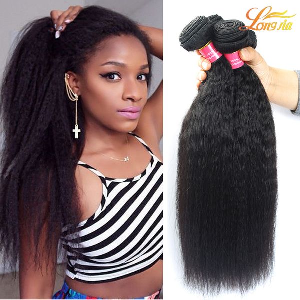 

factory indian kinky straight virgin hair bundles unprocessed brazilian human hair extension natural color can be dyed, Black