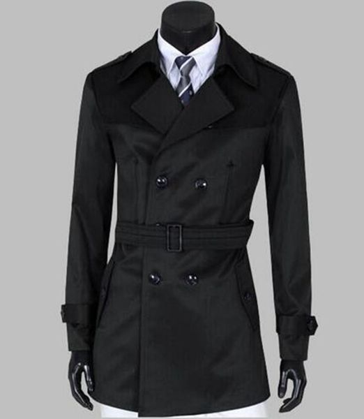 

the new men's autumn/winter in europe and the cultivate one's morality personality double-breasted epaulettes trench coat /m-2xl, Black