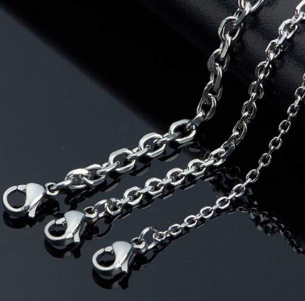Melhor preço 50 pçslote atacado jóias de prata em aço inoxidável Moda 3mm cruz Rolo colar de corrente das mulheres dos homens de 18 polegada-28 polegada
