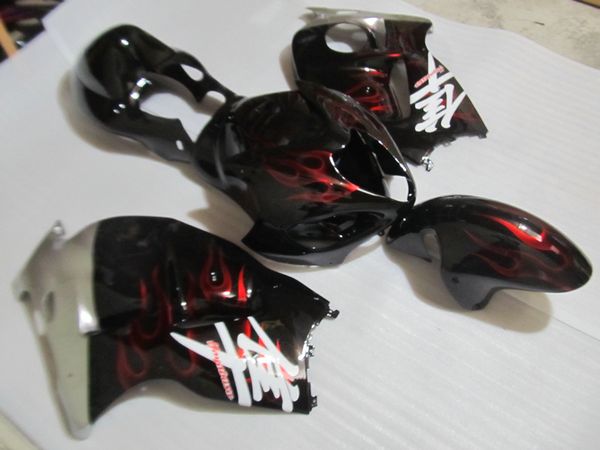 

fairing kit for suzuki gsxr1300 96 97 98 99 00 01-07 red flames silver black fairings set gsxr1300 1996-2007 ot15