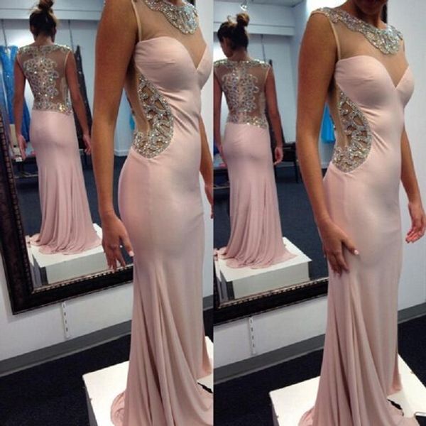 

Sexy See Through Prom Gowns Beads Beading Sheath Evening Guest Dresses Special Occasion Dress Floor Length