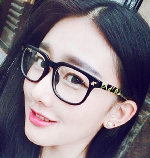 

wholesale- japanese tide brand camouflage rivet men transparent black full frame glasses plain mirror eyewear women ing, Silver