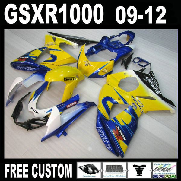 Injeção 100% apto para Suzuki GSXR1000 09 10 11 12 carenagem amarelo azul carenagem gsxr 1000 2009-2012 IT08