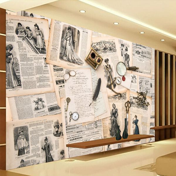 European Wall Mural Vintage Photo Wallpaper Custom 3d Wallpaper Newspaper Bedroom Living Room Office Hotel Modern Room Decor Interior Design Wallpaper