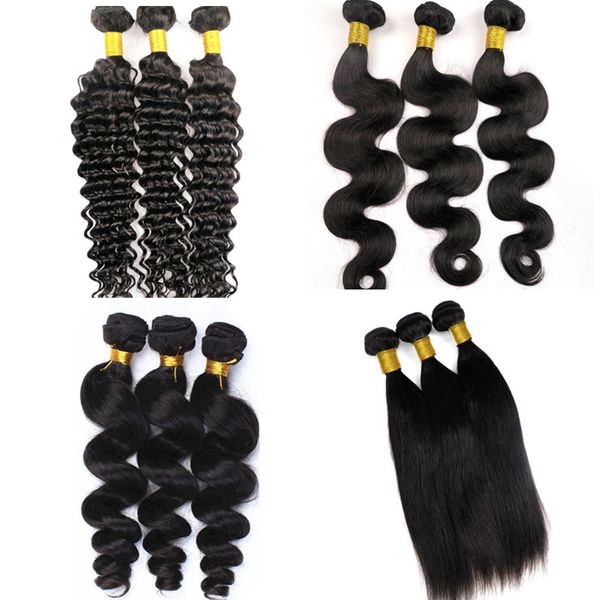 

brazilian hair bundles virgin human hair weaves body wave wefts unprocessed 8-34inch peruvian indian malaysian mink human hair extensions, Black