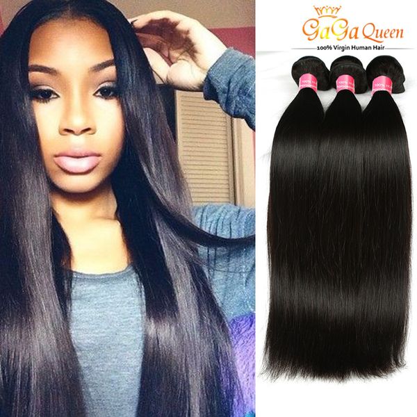 

8а необработанные бразильские волосы 4 связки 100g / шт человеческих волос weave оптовая бразильских волос соткать бесплатная доставка strai, Black