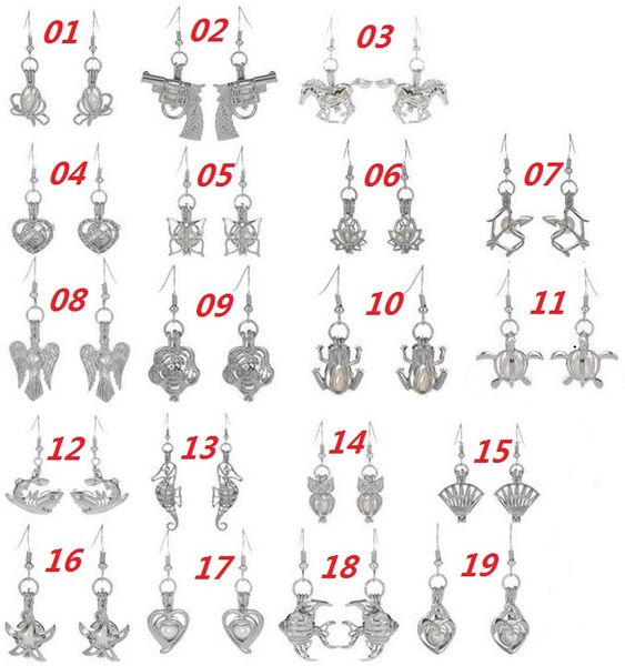 

new love wish pearl cages locket earrings freshwater pearls oyster pendant earrings (excluding pearl canned)hollow out dangle earrings, Silver