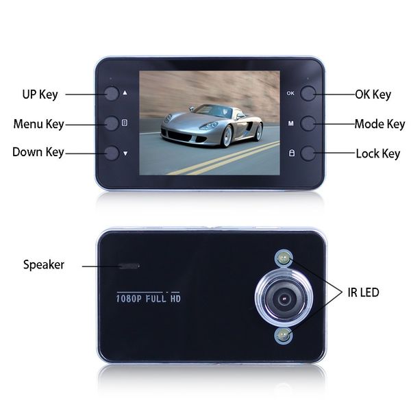 

generalplus car dvr 2.4 inch k6000 full hd led night recorder camcorder pz910 parking monitoring motion detection one key lock cycle ems