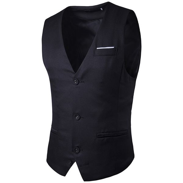 

brand clothing 2018 autumn new fashion chest color fight single row three buckle men's gentleman suit vest slim fashion, Black;white