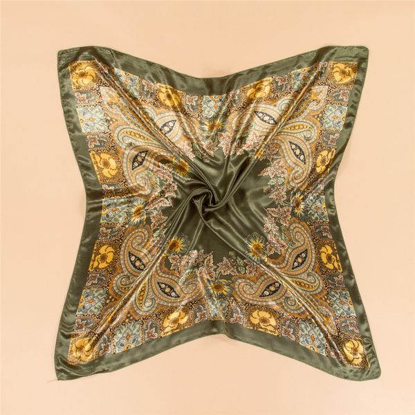 

2017 women brand paisley silk scarf printed 90*90cm fashion satin square scarf new arrival female shawl wraps elegant women wear scarves, Blue;gray