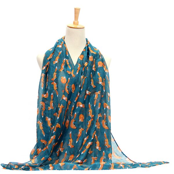 

wholesale- women vintage animal printed long soft cotton voile scarf shawl wrap scarves, Blue;gray