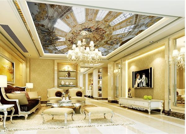 

costom european dome auditorium zenith ceiling decoration painting mural 3d wallpaper 3d wall papers for tv backdrop
