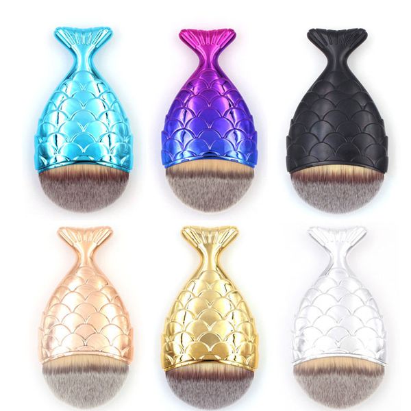 

2017 new 6 colors mermaid oval makeup brushes mermaid fish foundation brush mermaid makeup brushes set cosmetics blush powder concealer