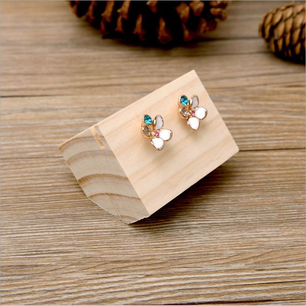 

[simple seven] muji style earrings holder natural wooden wedding craftshow earring chain stands shopwindow earring studs display, Black