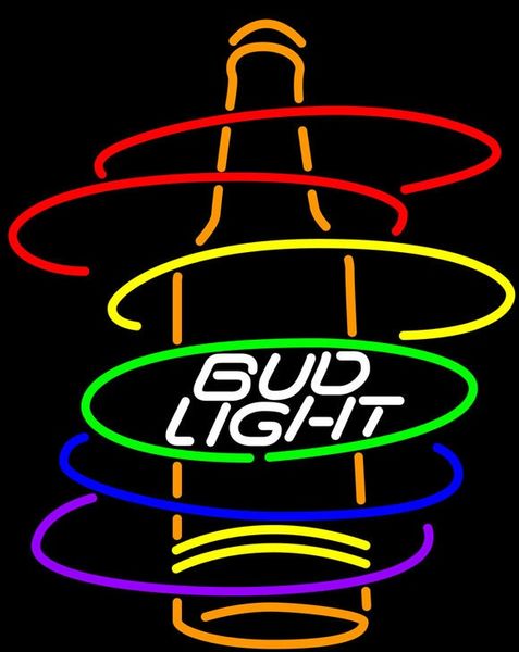 

bud light rainbow bottle neon sign 16x16