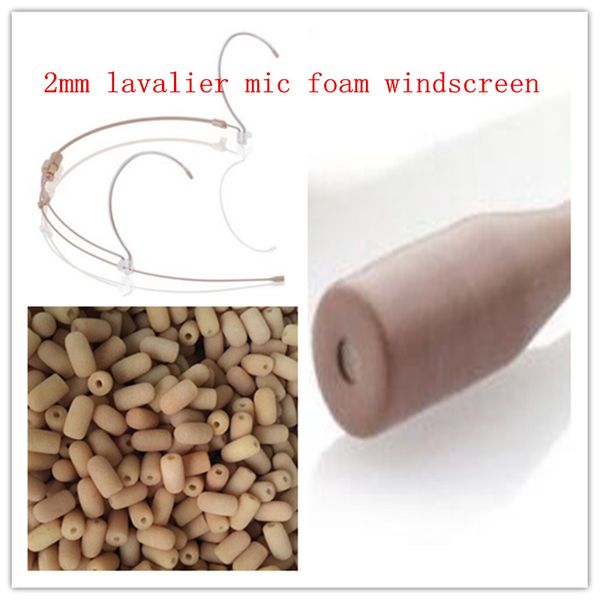 

100 pack of headset microphone windscreens foam microphone windshields windshields skin color mic sponge cover 2mm hole