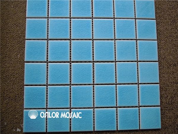 Cracked Pattern Blue Ceramic Mosaic Tile For Bathroom And Kitchen