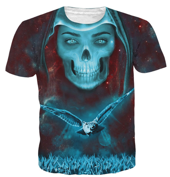 

fashion mens/womens animal eagle skull t-shirt summer style funny 3d print casual t-shirt s---5xl aa422, White;black