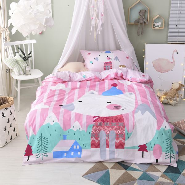 2017 New Items Cartoon Striped Animal 100 Cotton Twin Comforter