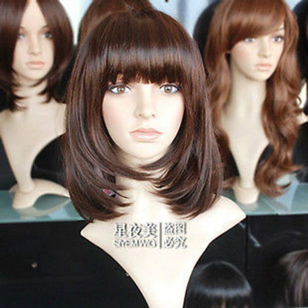 

gt;>> fashion short dark brown wig, Black;brown