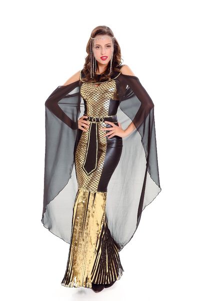 Kadınlar Muhteşem Mısır Prenses Kraliçe Elbise Cadılar Bayramı Cosplay Kostüm Seksi Yunan Tanrıçası Roma İmparatoriçe Fantezi Elbise