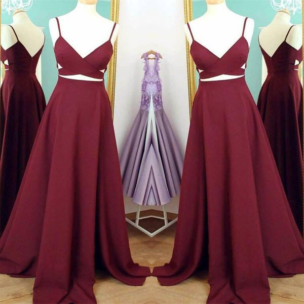 

straps spaghetti burgundy prom dresses deep v neck a line cutaway sides zipper back evening dresses floor length party gowns, Black