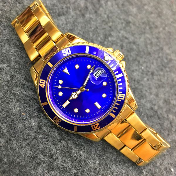 

2020 classic men watches golden color belt stainless steel luxury male wristwatches big dial auto date fashion drop shipping, Slivery;brown