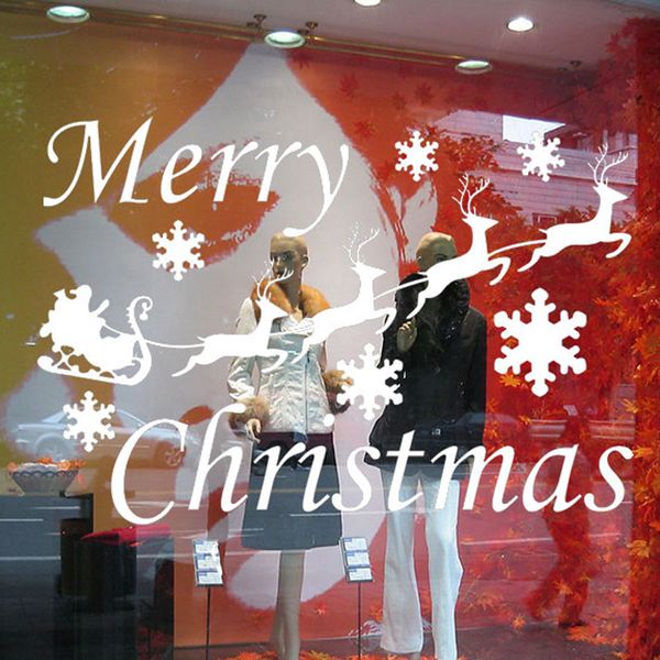 

merry christmas santa claus xmas deer wall stickers removable art decals for glass window store living room home decor ing