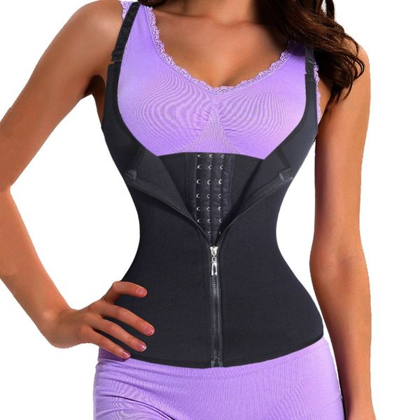 

New adju table houlder trap wai t trainer ve t cor et women zipper hook body haper wai t cincher tummy control limming underwear