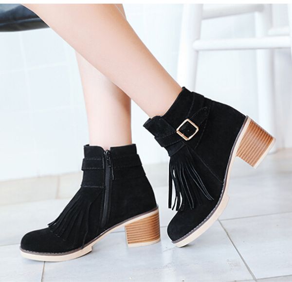 

2018 winter women boots new women fashion cross bandage boots lady girls spring and autumn casual high heel boots shoes, Black