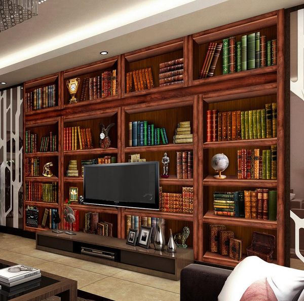 

new custom 3d beautiful living room bookcase bookcase 3d background wall murals