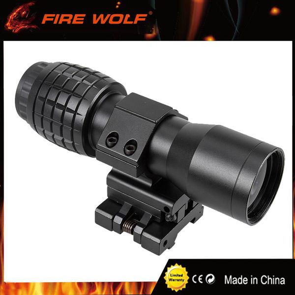 

FIRE WOLF 4X Magnifier Scope Magnifying Sight FTS Flip to Side for Red Dot scopes sights for airsoft hunting rifle