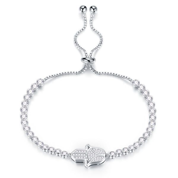 

mp ювелирные изделия кубического циркония фатима рука браслет для женщин девушки синий / серебряный / черный камень box цепь браслет символ, Black