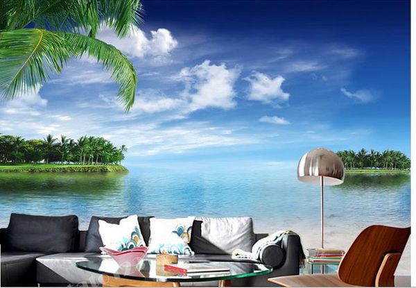 

дома моды украшения для декора спальни мечты свежего голубого неба белых облака белого пляж coconut tree scenery