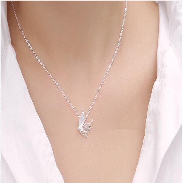 

wholesale- hand made 925 sterling silver fashion vintage cute 3d butterfly sterling silver jewelry statement choker necklaces for women