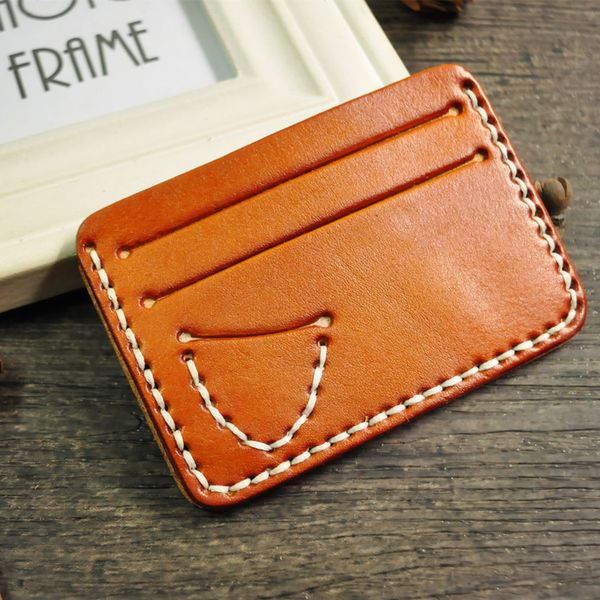 

ruil ameikaji hand polished card pack fashion genuine leather men purse vintage wallet purse card money clip, Brown;gray
