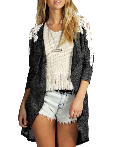 

wholesale-fashion women sweaters cardigan coat 2016 autumn winter printed shrug sweater irregular hem loose blouse poncho plus size, White;black