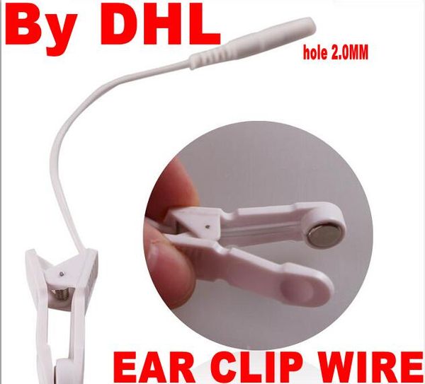 1000 pcs = 500 pair Plug Hole 2.0mm 2 EAR CLIP CLAMP ELETRODO WIRE LEAD CABOS ~ CONECTORES PARA MENSAGENS DIGITAIS TENS via dhl