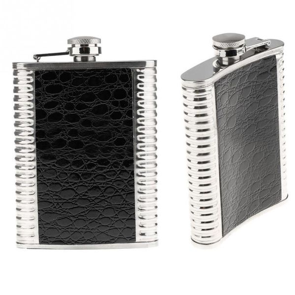 

wholesale- 8oz stainless steel leather liquor hip flask fathers day gift 9.5*2.2*13.5cm