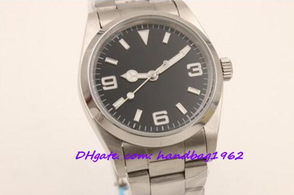 

luxury automatic movment stainless steel black dial 36mm mens sport watch wristwatch sapphire glass, Slivery;brown