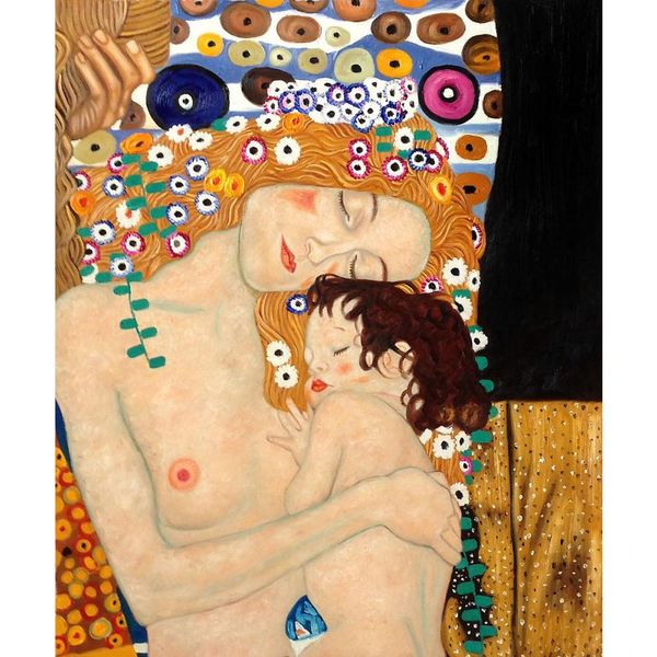 

gustav klimt portrait mother and child oil painting reproduction canvas hand-painted home art decor