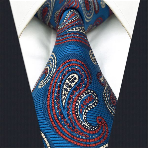 

B1 Blue Paisley Mens Necktie Tie Silk Jacquard Woven Fashion Classic extra long size Ties for male