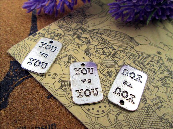 

36pcs- you v s charms antique tibetan silver you v s you charms pendants 22x13mm, Bronze;silver
