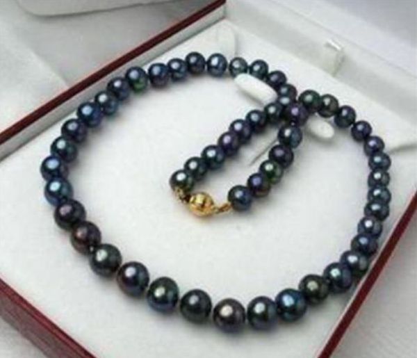 Novo 7-8mm Tahitian Black Natural Pearl Necklace 18 