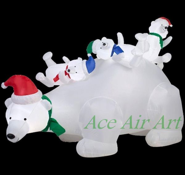 2019 Inflatable Yard Decoration With Polar Bear Family For Outdoor From Aceairartgroup