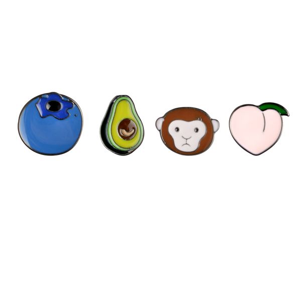 

Cute Badge Avocado Monkey Peach Blueberry Metal Brooch Enamel Pin Shirt Collar School Uniform Decoration Children Gift