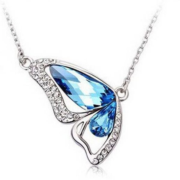 2017 New Dancing Butterfly Pingente de colares de cristal boutiques Fontes de comércio exterior feminino Jóias Frete grátis